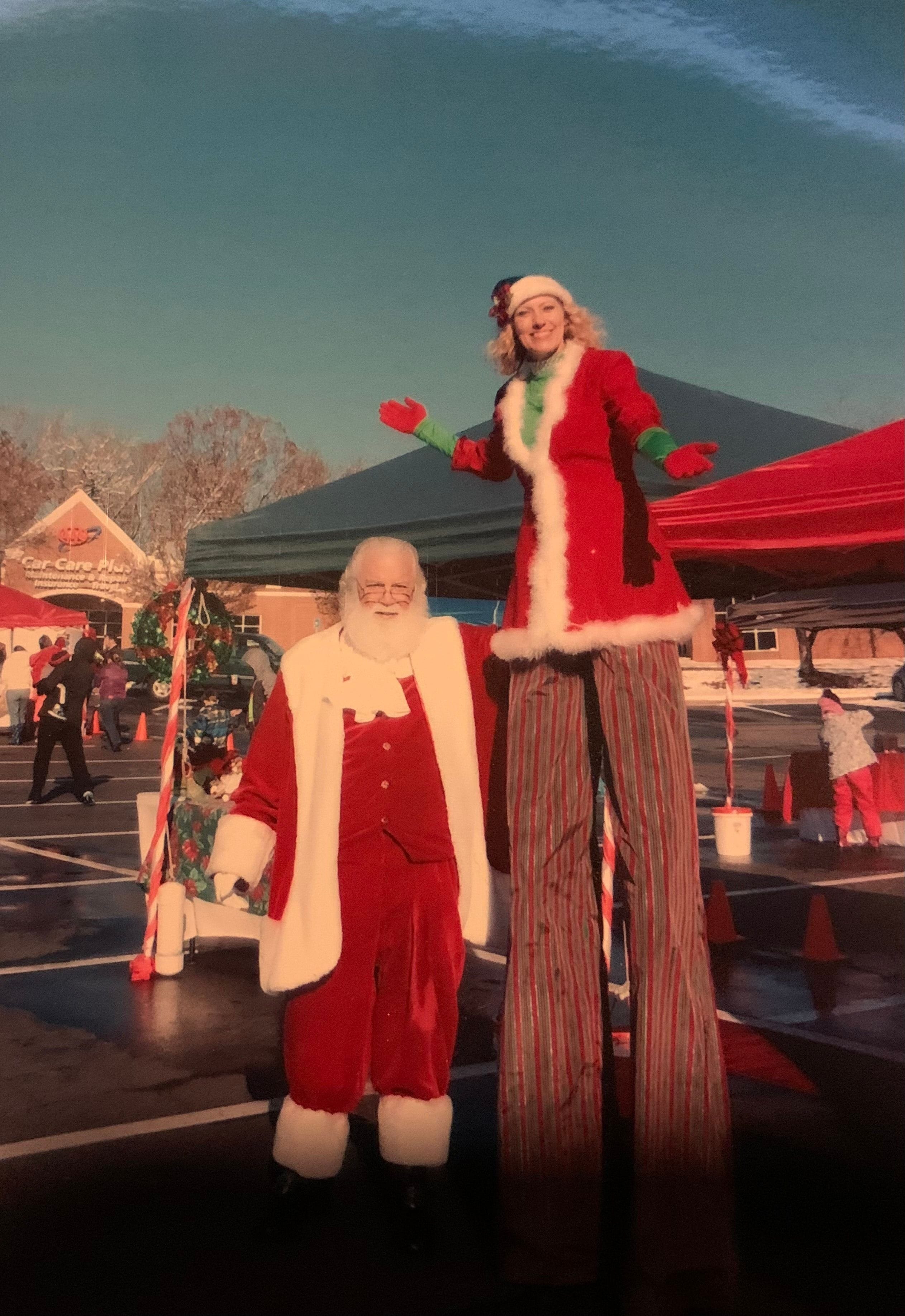 Santa and a Tall Woman